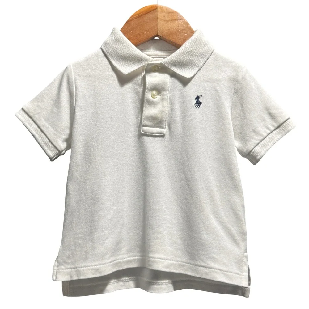 Size 12 Months - Ralph Lauren Polo Shirt White Short Sleeve Pique Knit